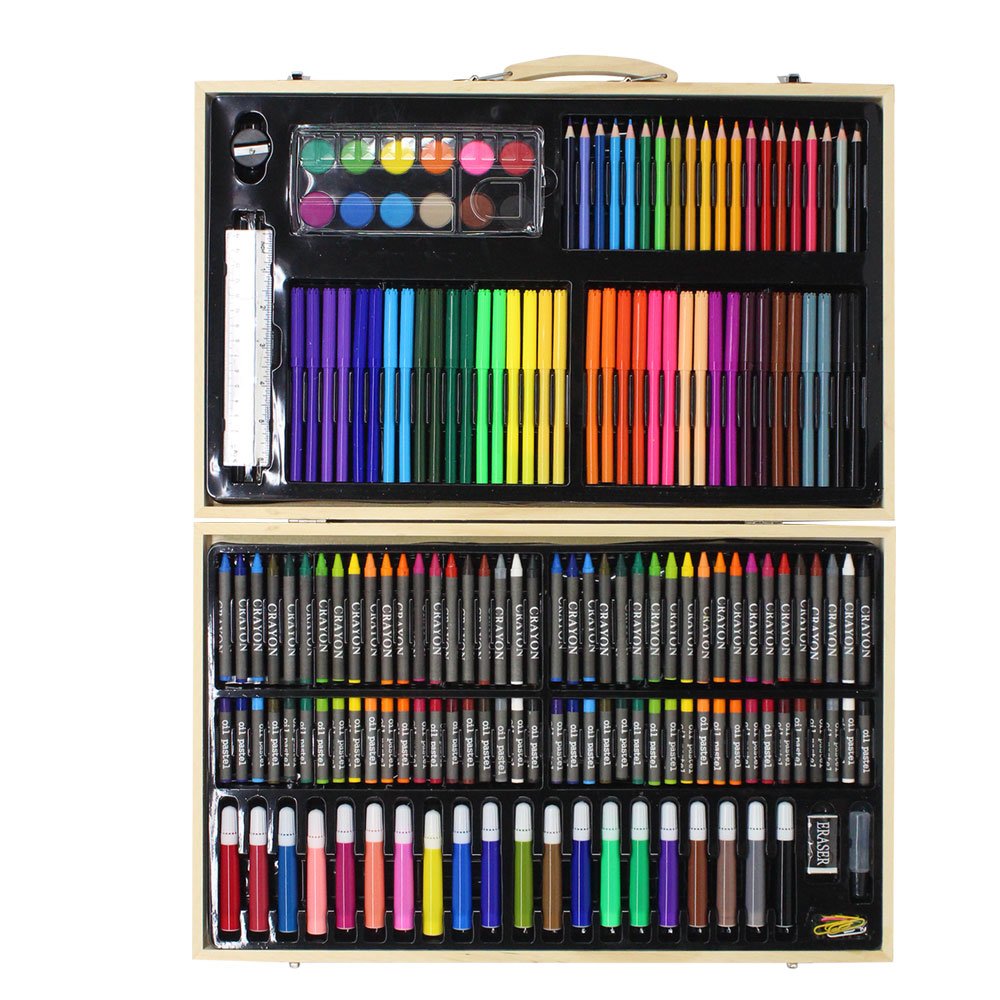 Bộ bút màu đa năng hộp gỗ 180 chi tiết