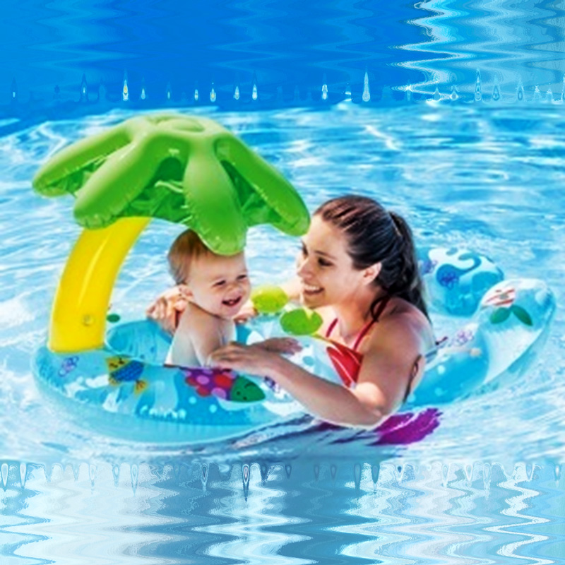 Phao bơi đôi xỏ chân mái che hình lá Intex