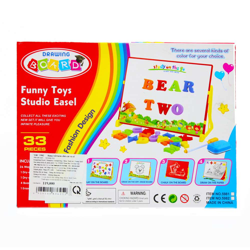 Bảng viết kèm chữ cái và số