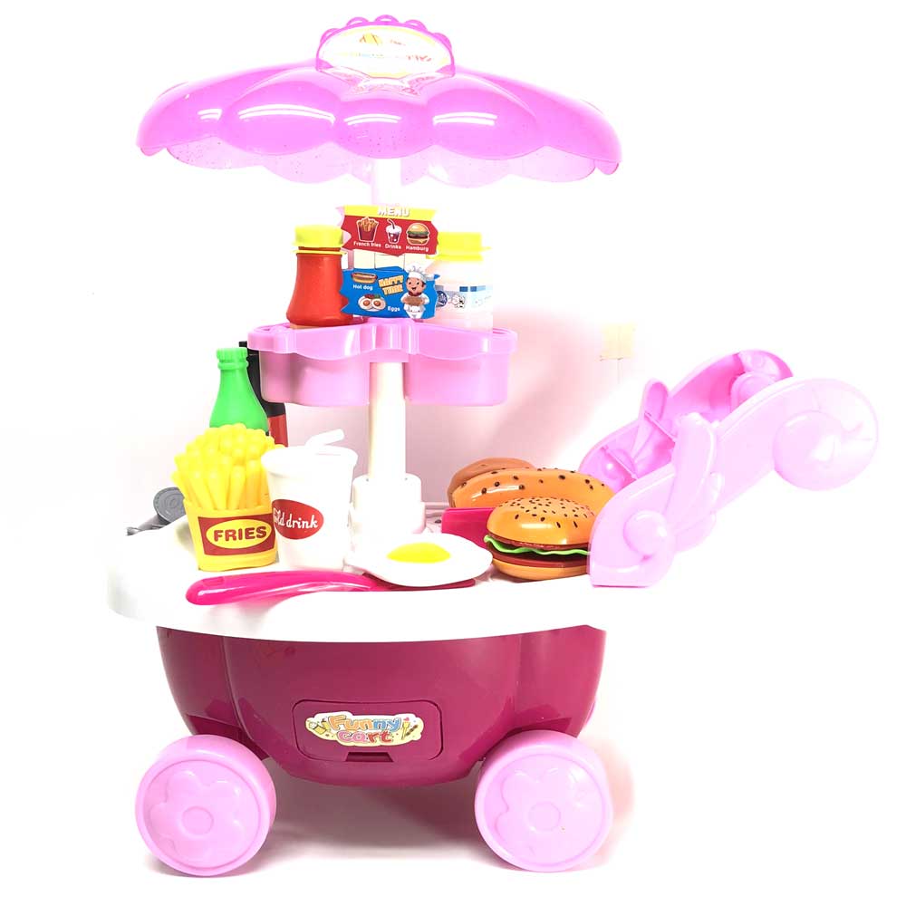 Đồ chơi xe đẩy bán thức ăn nhanh đa năng