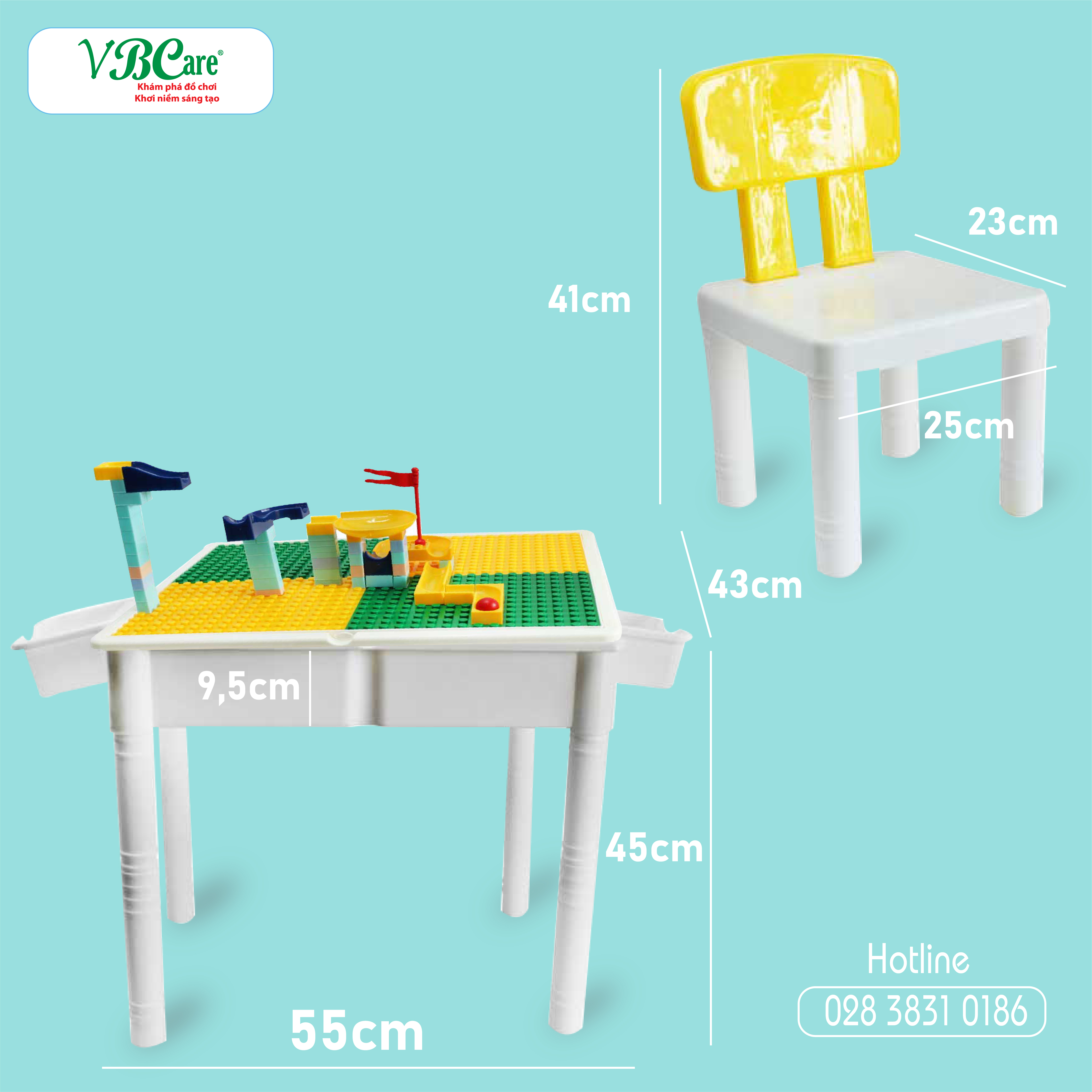 Bộ đồ chơi bàn học kèm xếp khối