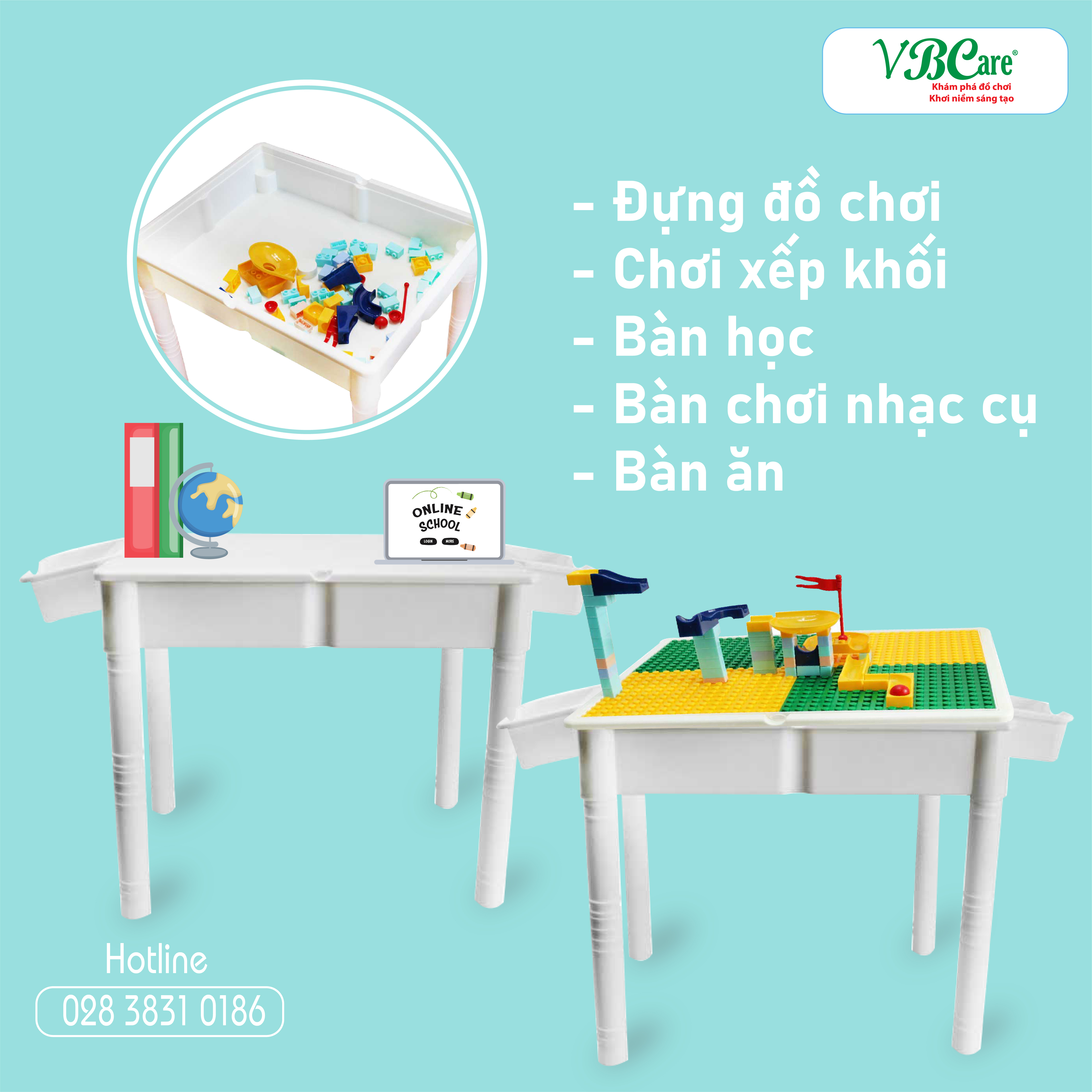Bộ đồ chơi bàn học kèm xếp khối