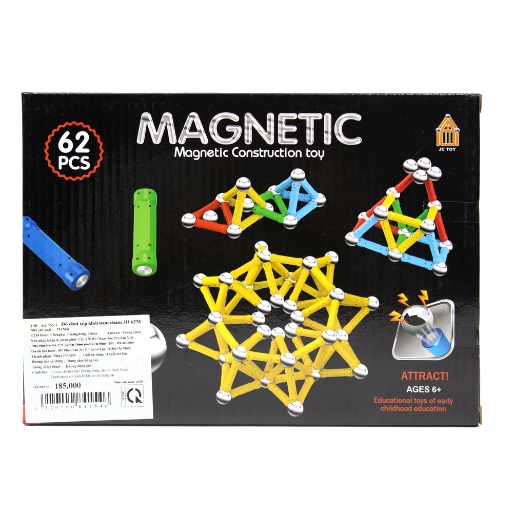 Đồ chơi xếp khối nam châm 3D 62M