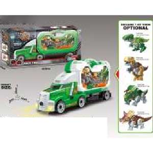 Đồ chơi xe tải lắp ghép kèm khủng long