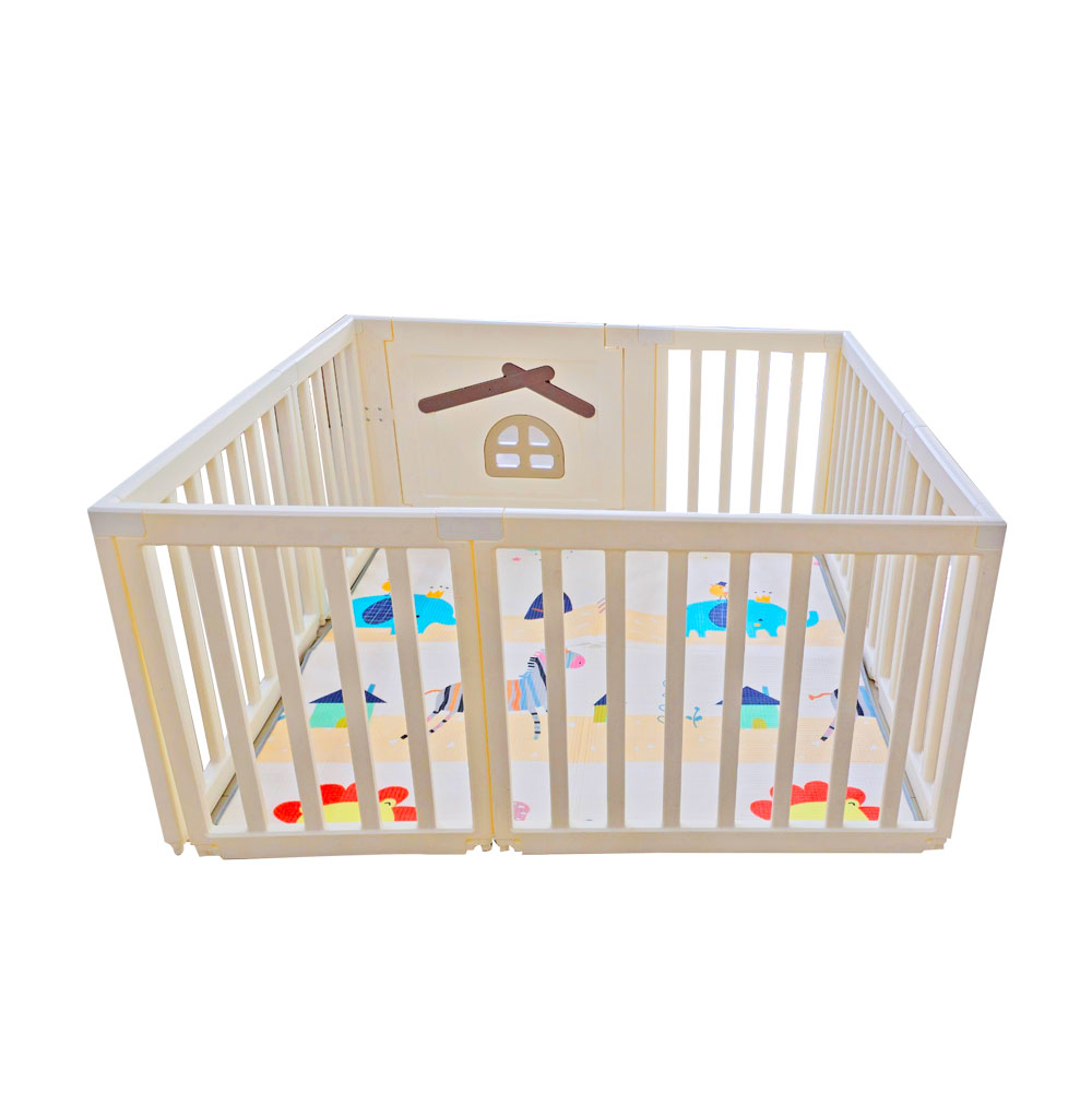 Quây cũi trẻ em lắp ghép 6 tấm kèm thảm